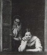 Bartolome Esteban Murillo Two Women at the window oil painting on canvas
